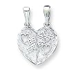Sterling Silver 2 Piece Best Friends Break-apart Heart with Two 20 Inch Chains