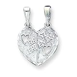 Sterling Silver inch Best Friends inch Break-apart Heart with 20 inch Sterling Silver Chain