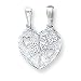 Sterling Silver inch Best Friends inch Break-apart Heart with 20 inch Sterling Silver Chain