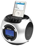 Sylvania SIP292 iPod Dock Clock Radio with AM FM Tuner and Alarm Clock Display (Silver)