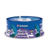 Verbatim LightScribe 16X DVD+R Media 25 Pack in Cake Box Available in 5 Color Background Assortment