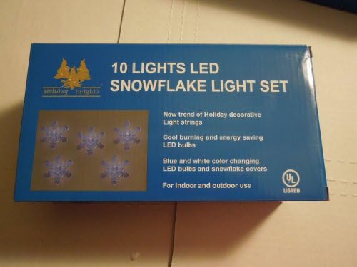 LED Snowflake Light Set. 10 blue & white color changing (Green wire-Overall length 5.8 feet.