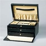 Ragar British Jewelry Box with Three Drawers in Genuine Leather