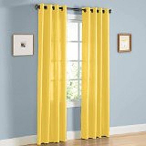 Redbirdlinen 2 Pc Yellow 84" Long Faux Silk Panel Drape Curtain Window Treatmeant 8 Grommets