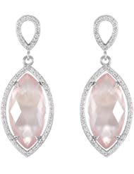 Sterling Silver Halo-Styled Marquise Shape Dangle Earrings