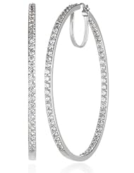 Sterling Silver Swarovski Zirconia 2 inch round Hoop Earrings