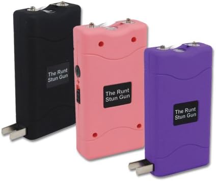 The Runt Stun Gun - 10 Million Volt Model with Disable Pin Wrist Strap, Rubberized Armor, Flashlight Feature and Free Nylon Holster - Available in Three Colors