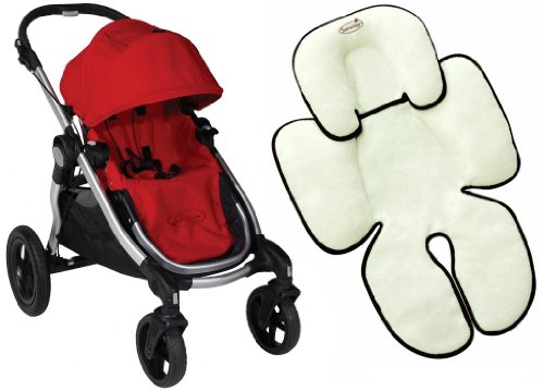 Baby Jogger City Select Single Stroller PLUS Black Snuzzler Seat Insert, Ruby photo