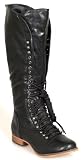 FASHION! Rider-Inspire Buckle Black Knee High BOOTS 6.5