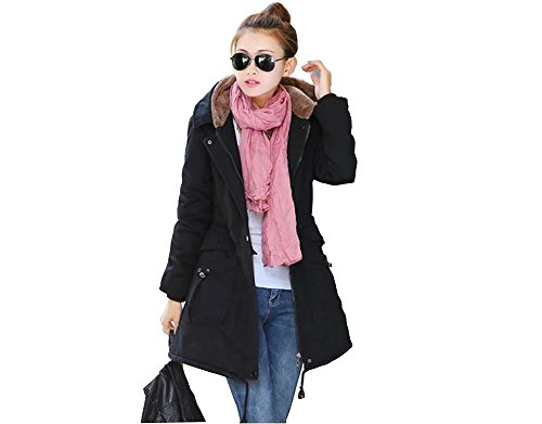 Funake69（ふなけろっく） レテ゛ィース モッズコート　ジャケット　　アウター　ジャンパー　トップス　コート　秋　冬　3色　大人　カジュアル　フード　パーカ　大きい　ビック　サイズ (M  ブラック)