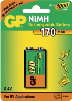 GP PP3 9V NiMH 8.4v 170mAh rechargeable battery