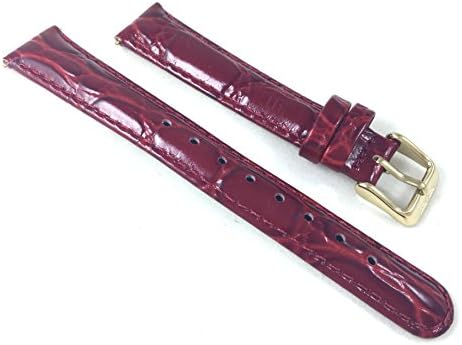 Original Invicta 16mm Burgundy Red Croc Pattern Genuine Patent Leather Quick Release Watch Band Baby Lupah Angel