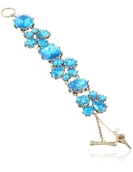 Betsey Johnson "Iconic Stone" Blue Gem Toggle Bracelet, 7.5"