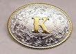SILVER/GOLD PLATED  MONOGRAM LETTER "K" BELT BUCKLE