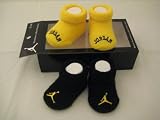 Nike Jordan Booties Girl Boy NEW Born Baby Infant 0-6 Months Black/yellow and Black/red with Jordan Sign 2 PCS One Set New