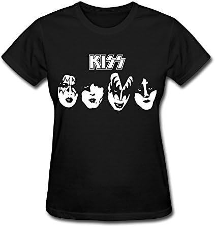 Women's Black T Shirt Rock And Pop Band Kiss Freedom To Rock Tour Logo