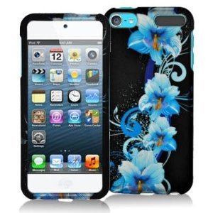 Blue Flower Design Crystal Hard Skin Case Cover for Apple iPod Touch 5th Generation 5G 5