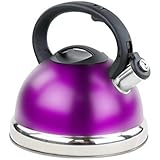 Stainless Steel Whistling Tea Kettle or Tea Maker w/ Encapsulated Base 2.8 L - Purple
