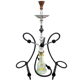 36" 3 Hose Khalil Mamoon Egyptian Hookah KM White/Black