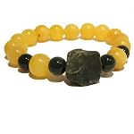 Aragonite Bracelet 04 Stretch Bloodstone Green Yellow Nugget Gemstone Healing