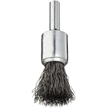Weiler Wire End Brush, Solid End, Round Shank, Steel, Crimped Wire, 1/2" Diameter, 0.0104" Wire Diameter, 1/4" Shank, 25000 rpm (Pack of 1)