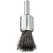 Weiler 0.0104" Wire Size, 1/2" Diameter, Steel Bristles, Solid End, Stem-Mounted Crimped Wire End Brush
