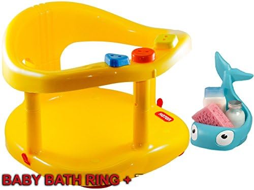Baby Safe Bath Tub Ring Anti Slip Seat (Yellow) &amp; BOBO Baby Bath Organizer Fish by Keter