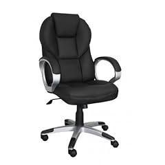 Amstyle Matera Drehstuhl / Chefsessel, Leder schwarz