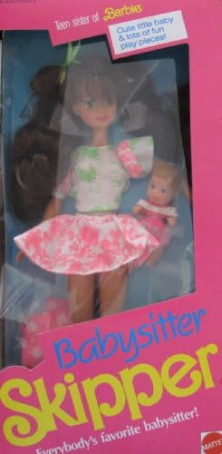 Barbie BABYSITTER SKIPPER DOLL (Brown HAIR) w Baby Doll (1990)