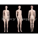 (MZ-FM01) Female mannequin, flexible head, arms and legs with wooden articulated hands.