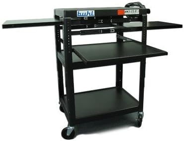 Height Adjustable AV Cart with 3 Stationary Shelves