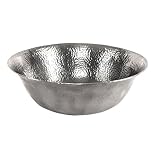 The Copper Factory CF159SN Solid Hand Hammered Copper  16-Inch Diameter Round Vessel Sink, Satin Nickel