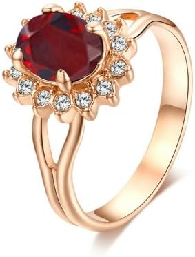 Yoursfs 18k Rose Gold Plated Engagement Ring Ruby Simulated Diamond (6)