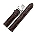 iStrap 24mm Genuine Leather Watch Band Padded Deployant Croco Strap for Men Women - Brown 24