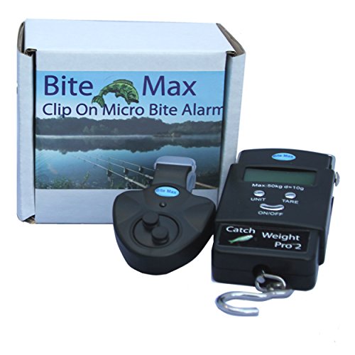 Bite Max Fishing Twin Pack , Micro Bite Alarm Indicator & Catch Weight Pro 2 Ideal for Day or Night Fishing. Clips Onto All Fishing Rods, Fish Carp , Course ,or Sea