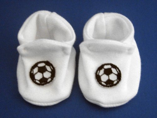 White Baby Crib Shoe with Soccer Balls