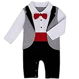 (フィーショー)FEESHOW　0ー２歳男の子フォーマルスーツ　蝶ネクタイ付き　ベビーロンパース　長袖　お出かけ　可愛いベビー服　カバーオール　新生児　記念撮影　出産祝い　お呼ばれ　結婚式　誕生日 お
