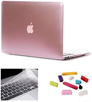 HYAIT 3-in-1 Ultra Slim Hard Case + Keyboard Cover + Anti-dust Plugs For 11.6-inch Apple MacBook Air A1370 &amp; A1465 --Metal Rose