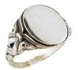 Victorian Style Sterling Silver Large Oval Signet Ring