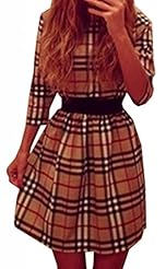 Vintage Winter Plaid Print Polyester  Dress
