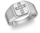 Diamond Cross Ring - 14K White Gold