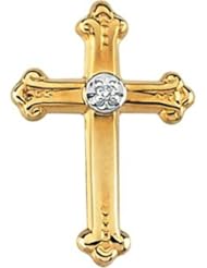 Diamond Cross Lapel Pin in 14k Yellow & White Gold