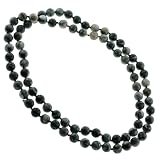 Beautiful Genuine Black Picasso Jasper Necklace - Knotted - 8mm Beads - 32 Inch Length