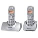 Panasonic - KX-TG1102FRS Telephone sans fil DECT DUO - Repertoire 50 noms Decroche automatique - Ecran retro eclaire Compatible avec presentation N