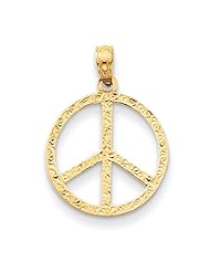 14k Yellow Gold Peace Sign Pendant