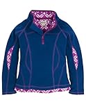 Hatley ハットレイ キッズ女の子 ガールズマイクロフリース モックネックジャケット プルオーバー ハーフジップ ネイビー&マゼンタ、スノーフレーク柄・縁取りデザイン 120cm、6Y(119cm