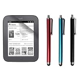 Skque Clear Screen Protector + Touch Screen Tablet/Smart Phone Stylus Pen(Black , Blue, Red) for Barnes&Noble Nook2, Nook Simple Touch tablet