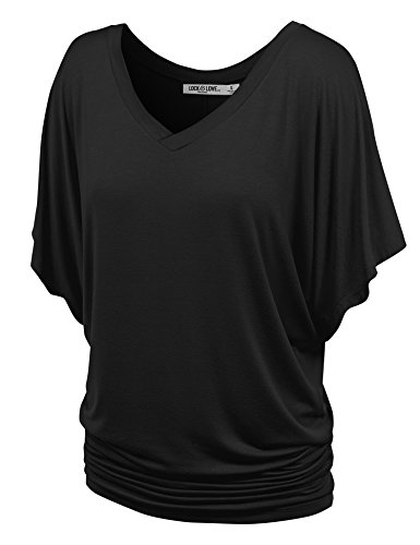 Ll wt1038 womens v neck short sleeve dolman top xxxxxl black