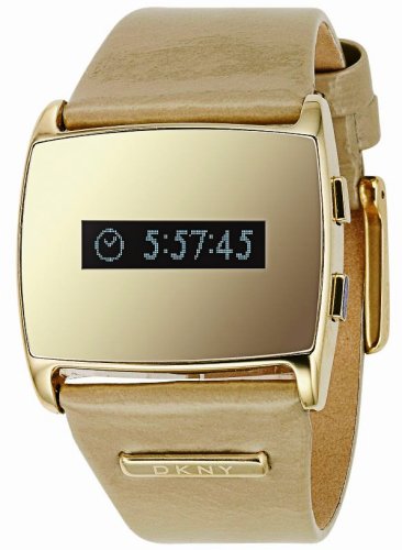 DKNY Stainless Steel Ladies Black & Gold Dial with Natural Patent Leather Strap Watch