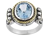 4.25CT BLUE TOPAZ STERLING SILVER 18KT OVER STERLING SILVER RING